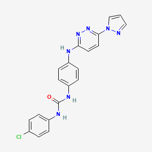 molecular formula C20H16ClN7O B2633526 1-(4-((6-(1H-pyrazol-1-yl)pyridazin-3-yl)amino)phenyl)-3-(4-chlorophenyl)urea CAS No. 1013835-61-4