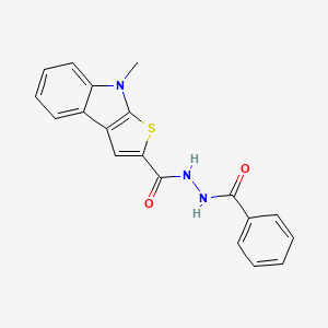 molecular formula C19H15N3O2S B2633532 N'-benzoyl-8-methyl-8H-thieno[2,3-b]indole-2-carbohydrazide CAS No. 477855-73-5