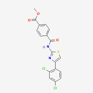 molecular formula C18H12Cl2N2O3S B2633541 4-((4-(2,4-二氯苯基)噻唑-2-基)氨基甲酰基)苯甲酸甲酯 CAS No. 477569-18-9