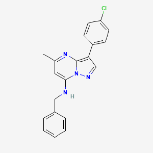 molecular formula C20H17ClN4 B2633548 N-benzyl-3-(4-chlorophenyl)-5-methylpyrazolo[1,5-a]pyrimidin-7-amine CAS No. 896810-61-0