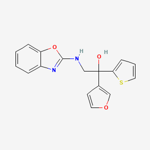 molecular formula C17H14N2O3S B2633549 2-[(1,3-Benzoxazol-2-yl)amino]-1-(furan-3-yl)-1-(thiophen-2-yl)ethan-1-ol CAS No. 2380044-73-3