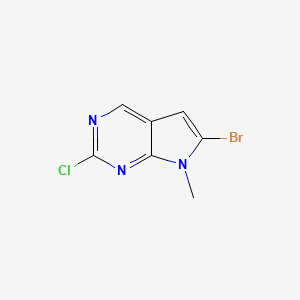 molecular formula C7H5BrClN3 B2633550 6-Bromo-2-chloro-7-methyl-7H-pyrrolo[2,3-d]pyrimidine CAS No. 1638766-89-8
