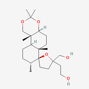 molecular formula C23H40O5 B2633561 2-[(2R,4a'S,5S,6a'S,8'R,10b'R)-5-(羟甲基)-3',3',6a',8',10b'-五甲基十二氢-3H-螺[呋喃-2,7'-萘[2,1-d][1,3]二氧杂环]-5-基]乙醇 CAS No. 1212472-38-2