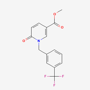 molecular formula C15H12F3NO3 B2633581 Methyl 6-oxo-1-[3-(trifluoromethyl)benzyl]-1,6-dihydro-3-pyridinecarboxylate CAS No. 338783-03-2