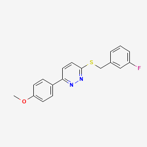 molecular formula C18H15FN2OS B2633592 3-((3-Fluorobenzyl)thio)-6-(4-methoxyphenyl)pyridazine CAS No. 921164-16-1