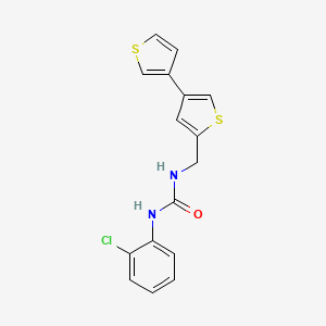 molecular formula C16H13ClN2OS2 B2633596 3-({[3,3'-Bithiophene]-5-yl}methyl)-1-(2-chlorophenyl)urea CAS No. 2379994-29-1