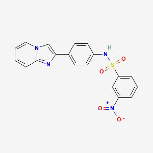 molecular formula C19H14N4O4S B2633603 N-(4-Imidazo[1,2-a]pyridin-2-yl-phenyl)-3-nitro-benzenesulfonamide CAS No. 332384-06-2