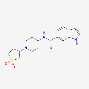 molecular formula C18H23N3O3S B2633607 N-(1-(1,1-dioxidotetrahydrothiophen-3-yl)piperidin-4-yl)-1H-indole-6-carboxamide CAS No. 2034310-90-0