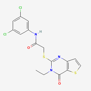 molecular formula C16H13Cl2N3O2S2 B2633608 N-(3,5-dichlorophenyl)-2-[(3-ethyl-4-oxo-3,4-dihydrothieno[3,2-d]pyrimidin-2-yl)sulfanyl]acetamide CAS No. 1252816-89-9