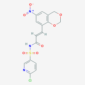 molecular formula C16H12ClN3O7S B2633618 (E)-N-(6-chloropyridin-3-yl)sulfonyl-3-(6-nitro-4H-1,3-benzodioxin-8-yl)prop-2-enamide CAS No. 1181472-08-1
