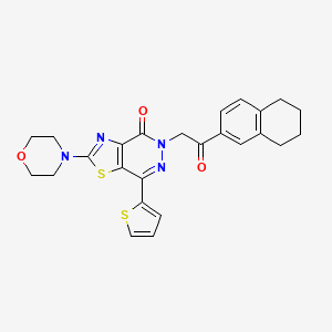 molecular formula C25H24N4O3S2 B2633624 2-morpholino-5-(2-oxo-2-(5,6,7,8-tetrahydronaphthalen-2-yl)ethyl)-7-(thiophen-2-yl)thiazolo[4,5-d]pyridazin-4(5H)-one CAS No. 1021020-28-9