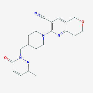 2-{4-[(3-methyl-6-oxo-1,6-dihydropyridazin-1-yl)methyl]piperidin-1-yl}-5H,7H,8H-pyrano[4,3-b]pyridine-3-carbonitrile