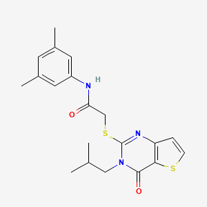molecular formula C20H23N3O2S2 B2633650 N-(3,5-dimethylphenyl)-2-((3-isobutyl-4-oxo-3,4-dihydrothieno[3,2-d]pyrimidin-2-yl)thio)acetamide CAS No. 1798483-34-7