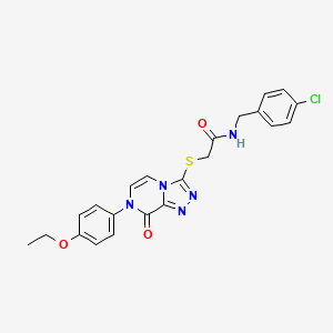 molecular formula C22H20ClN5O3S B2633654 N-(4-chlorobenzyl)-2-{[7-(4-ethoxyphenyl)-8-oxo-7,8-dihydro[1,2,4]triazolo[4,3-a]pyrazin-3-yl]thio}acetamide CAS No. 1223754-25-3