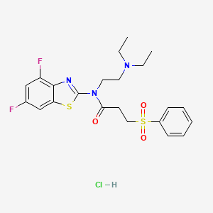 molecular formula C22H26ClF2N3O3S2 B2633671 N-(2-(diethylamino)ethyl)-N-(4,6-difluorobenzo[d]thiazol-2-yl)-3-(phenylsulfonyl)propanamide hydrochloride CAS No. 1216969-25-3