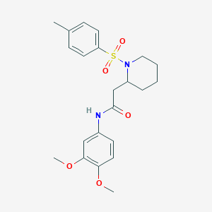 molecular formula C22H28N2O5S B2633675 N-(3,4-dimethoxyphenyl)-2-(1-tosylpiperidin-2-yl)acetamide CAS No. 941910-55-0