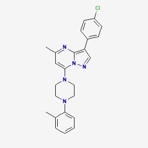 molecular formula C24H24ClN5 B2633684 3-(4-Chlorophenyl)-5-methyl-7-[4-(2-methylphenyl)piperazin-1-yl]pyrazolo[1,5-a]pyrimidine CAS No. 900259-07-6