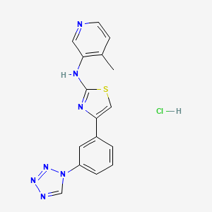 molecular formula C16H14ClN7S B2633688 4-(3-(1H-tetrazol-1-yl)phenyl)-N-(4-methylpyridin-3-yl)thiazol-2-amine hydrochloride CAS No. 2034496-94-9