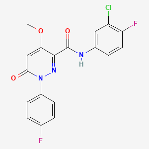 molecular formula C18H12ClF2N3O3 B2633689 N-(3-chloro-4-fluorophenyl)-1-(4-fluorophenyl)-4-methoxy-6-oxopyridazine-3-carboxamide CAS No. 942005-38-1