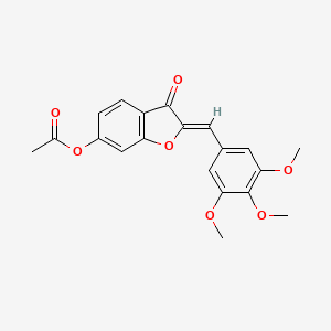 molecular formula C20H18O7 B2633698 (2Z)-3-氧代-2-(3,4,5-三甲氧基苄叉亚甲基)-2,3-二氢-1-苯并呋喃-6-基乙酸酯 CAS No. 25015-85-4