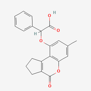 molecular formula C21H18O5 B2633702 [(7-Methyl-4-oxo-1,2,3,4-tetrahydrocyclopenta[c]chromen-9-yl)oxy](phenyl)acetic acid CAS No. 500204-21-7