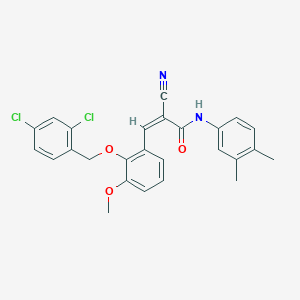 molecular formula C26H22Cl2N2O3 B2633713 (Z)-2-Cyano-3-[2-[(2,4-dichlorophenyl)methoxy]-3-methoxyphenyl]-N-(3,4-dimethylphenyl)prop-2-enamide CAS No. 522656-83-3