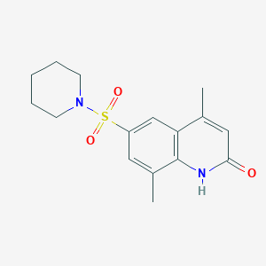 molecular formula C16H20N2O3S B2633717 4,8-二甲基-6-(哌啶-1-基磺酰基)喹啉-2(1H)-酮 CAS No. 900017-79-0