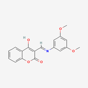 molecular formula C18H15NO5 B2633719 (Z)-3-(((3,5-二甲氧基苯基)氨基)亚甲基)色满-2,4-二酮 CAS No. 852538-47-7