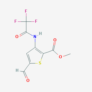 molecular formula C9H6F3NO4S B2633721 5-Formyl-3-(2,2,2-trifluoroacetylamino)thiophene-2-carboxylic acid methyl ester CAS No. 946605-34-1