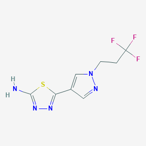 molecular formula C8H8F3N5S B2633722 5-[1-(3,3,3-Trifluoropropyl)pyrazol-4-yl]-1,3,4-thiadiazol-2-amine CAS No. 1946817-93-1