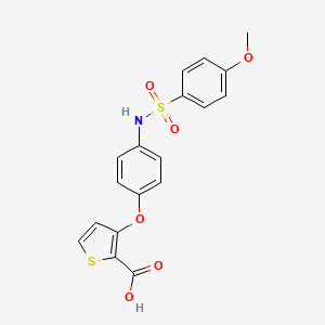 molecular formula C18H15NO6S2 B2633724 3-(4-{[(4-Methoxyphenyl)sulfonyl]amino}phenoxy)-2-thiophenecarboxylic acid CAS No. 882747-63-9