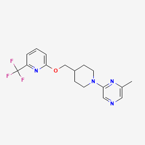 molecular formula C17H19F3N4O B2633729 2-甲基-6-[4-({[6-(三氟甲基)吡啶-2-基]氧基}甲基)哌啶-1-基]吡嗪 CAS No. 2201706-49-0