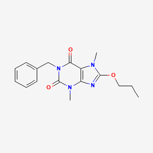 molecular formula C17H20N4O3 B2633735 1-benzyl-3,7-dimethyl-8-propoxy-1H-purine-2,6(3H,7H)-dione CAS No. 941974-50-1