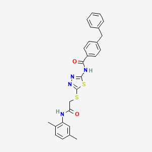 4-benzyl-N-[5-[2-(2,5-dimethylanilino)-2-oxoethyl]sulfanyl-1,3,4-thiadiazol-2-yl]benzamide