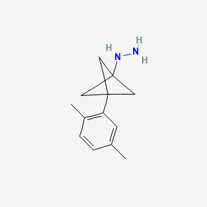 molecular formula C13H18N2 B2633754 [3-(2,5-Dimethylphenyl)-1-bicyclo[1.1.1]pentanyl]hydrazine CAS No. 2287299-78-7