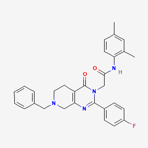 molecular formula C30H29FN4O2 B2633755 2-[7-benzyl-2-(4-fluorophenyl)-4-oxo-3H,4H,5H,6H,7H,8H-pyrido[3,4-d]pyrimidin-3-yl]-N-(2,4-dimethylphenyl)acetamide CAS No. 1189864-19-4