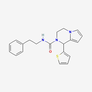 molecular formula C20H21N3OS B2633757 N-phenethyl-1-(thiophen-2-yl)-3,4-dihydropyrrolo[1,2-a]pyrazine-2(1H)-carboxamide CAS No. 899942-56-4