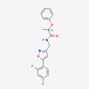 molecular formula C19H16F2N2O3 B2633774 N-((5-(2,4-difluorophenyl)isoxazol-3-yl)methyl)-2-phenoxypropanamide CAS No. 1021264-78-7