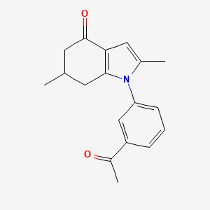 molecular formula C18H19NO2 B2633778 1-(3-Acetylphenyl)-2,6-dimethyl-5,6,7-trihydroindol-4-one CAS No. 1023540-36-4