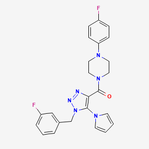 molecular formula C24H22F2N6O B2633780 (1-(3-fluorobenzyl)-5-(1H-pyrrol-1-yl)-1H-1,2,3-triazol-4-yl)(4-(4-fluorophenyl)piperazin-1-yl)methanone CAS No. 1251674-03-9