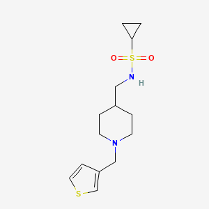 molecular formula C14H22N2O2S2 B2633787 N-((1-(thiophen-3-ylmethyl)piperidin-4-yl)methyl)cyclopropanesulfonamide CAS No. 1235102-19-8