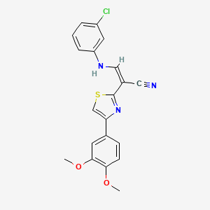 molecular formula C20H16ClN3O2S B2633797 (Z)-3-((3-chlorophenyl)amino)-2-(4-(3,4-dimethoxyphenyl)thiazol-2-yl)acrylonitrile CAS No. 476676-30-9