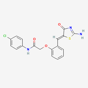 molecular formula C18H14ClN3O3S B2633801 (Z)-2-(2-((2-amino-4-oxothiazol-5(4H)-ylidene)methyl)phenoxy)-N-(4-chlorophenyl)acetamide CAS No. 868237-66-5