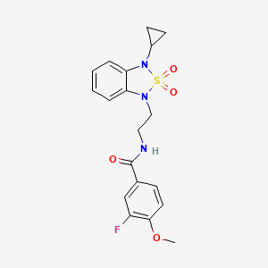 N-[2-(3-cyclopropyl-2,2-dioxo-1,3-dihydro-2lambda6,1,3-benzothiadiazol-1-yl)ethyl]-3-fluoro-4-methoxybenzamide