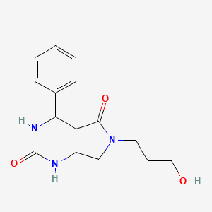 molecular formula C15H17N3O3 B2633810 6-(3-hydroxypropyl)-4-phenyl-3,4,6,7-tetrahydro-1H-pyrrolo[3,4-d]pyrimidine-2,5-dione CAS No. 923689-26-3
