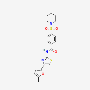 molecular formula C21H23N3O4S2 B2633813 N-(4-(5-methylfuran-2-yl)thiazol-2-yl)-4-((4-methylpiperidin-1-yl)sulfonyl)benzamide CAS No. 683792-37-2