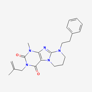 molecular formula C21H25N5O2 B2633814 1-甲基-3-(2-甲基烯丙基)-9-苯乙基-6,7,8,9-四氢嘧啶并[2,1-f]嘌呤-2,4(1H,3H)-二酮 CAS No. 876151-18-7