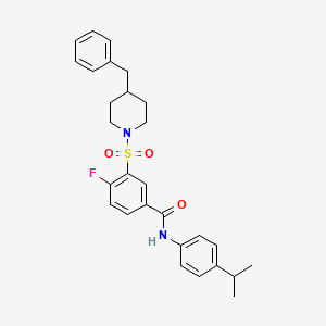 3-((4-benzylpiperidin-1-yl)sulfonyl)-4-fluoro-N-(4-isopropylphenyl)benzamide