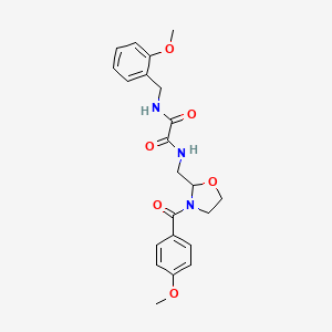 N1-((3-(4-methoxybenzoyl)oxazolidin-2-yl)methyl)-N2-(2-methoxybenzyl)oxalamide