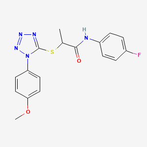 molecular formula C17H16FN5O2S B2633839 N-(4-fluorophenyl)-2-{[1-(4-methoxyphenyl)-1H-tetrazol-5-yl]sulfanyl}propanamide CAS No. 890638-56-9